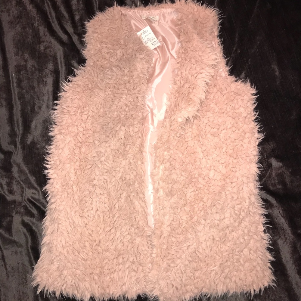 CATO blush fur vest